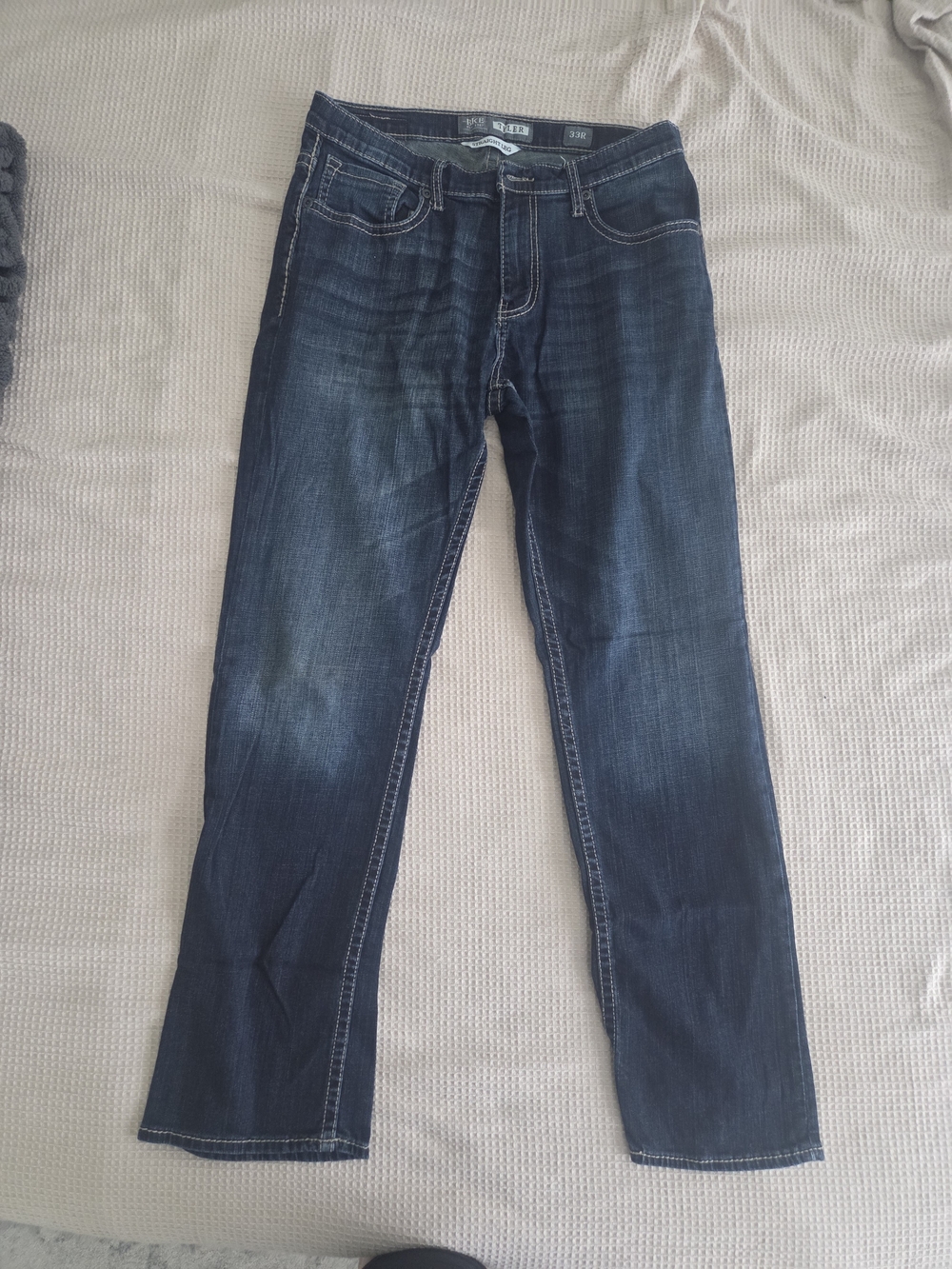 BKE Men's Dark Blue Straight Jeans
